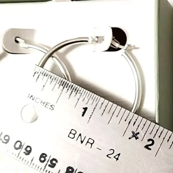 Argento Vivo Sterling Silver 35mm Hoop Earrings NEW In Gift Box Hoops - Picture 4 of 4